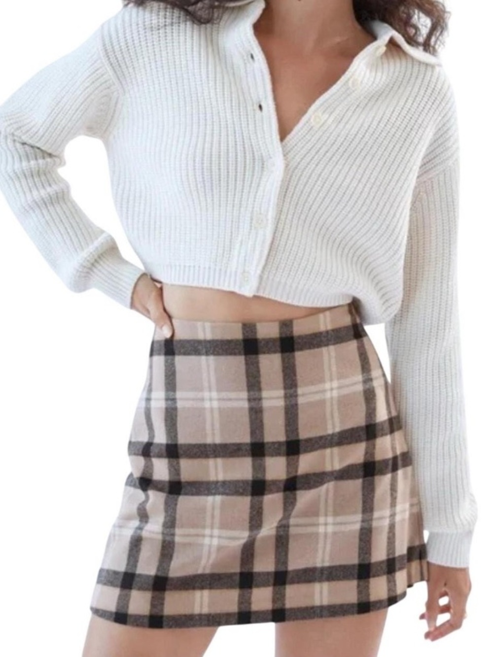 Aritzia wilfred mini skirt plaid cashmere wool size 4